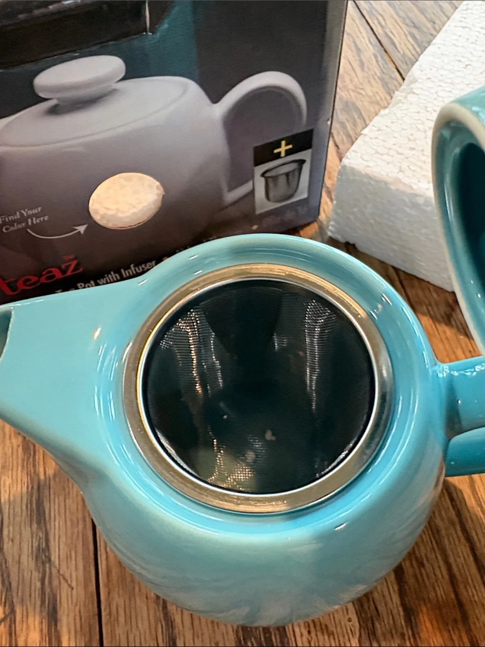 14 oz. Blue Ceramic Tea Pot with Infuser